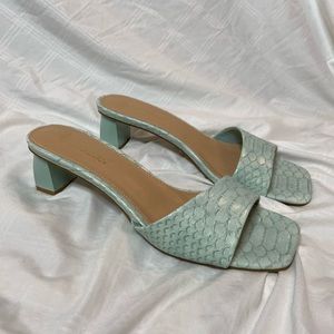 Light Blue Kitten Heel Mule - Never Worn